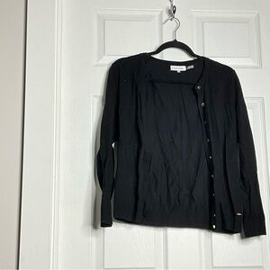 Calvin Klein - Black with Gold Buttons Cardigan - Size Medium